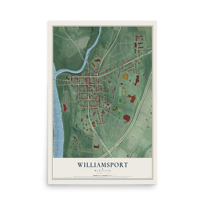Map of Williamsport, Maryland, 12 x 18 inch unframed archival matte print