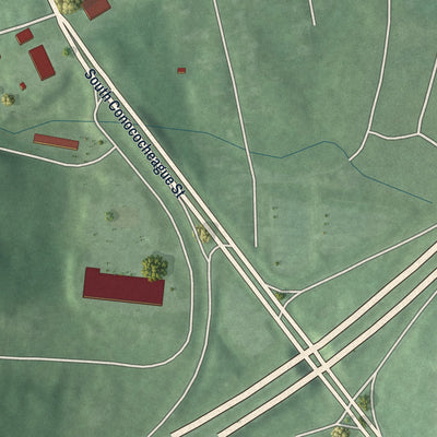 Second close-up of the map of Williamsport, Maryland print showing more streets and buildings