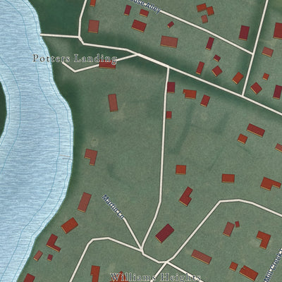 Close-up of the map of Williston, Maryland print showing street and building detail