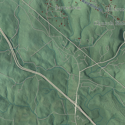 Close-up of the map of Wolfsville, Maryland print showing street and building detail