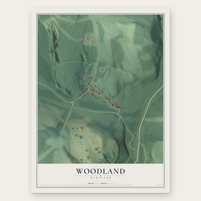 Woodland, Maryland map print, the full design