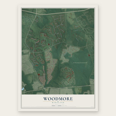 Woodmore, Maryland map print, the full design