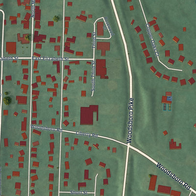 Close-up of the map of Woodsboro, Maryland print showing street and building detail