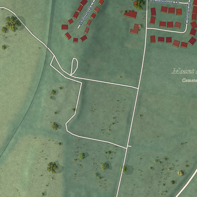 Second close-up of the map of Woodsboro, Maryland print showing more streets and buildings