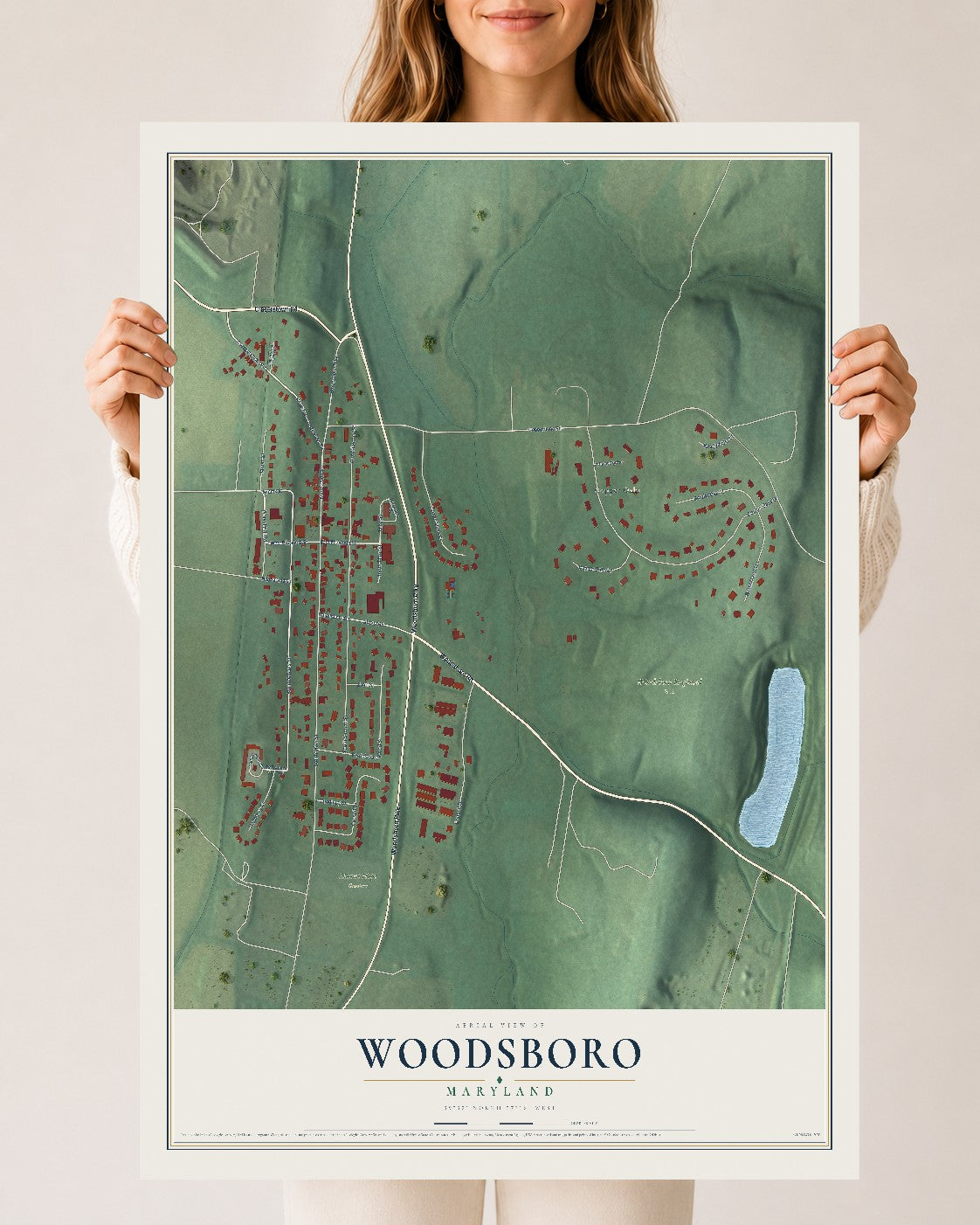 Map of Woodsboro, Maryland, 24 x 36 inch unframed archival matte print