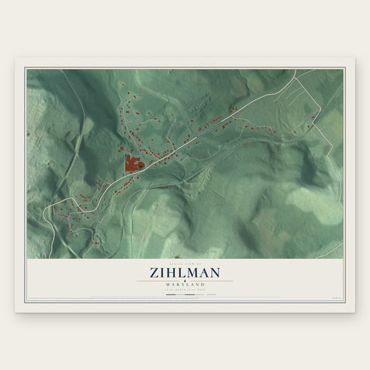 Zihlman, Maryland map print, the full design