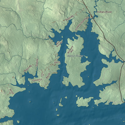 Terrain and local geography detail from the Addison, Maine map