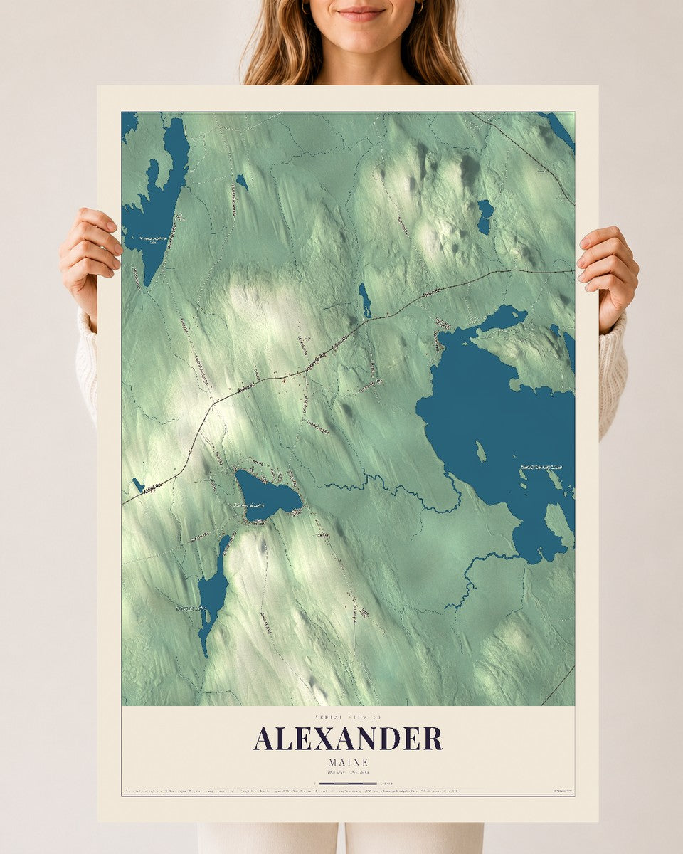 Alexander, Maine map print - 24 x 36 archival matte print