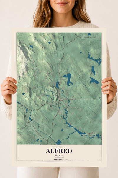 Alfred, Maine map print - 18 x 24 archival matte print