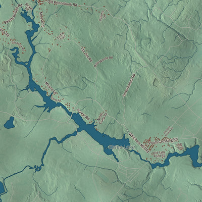 Terrain and local geography detail from the Alfred, Maine map