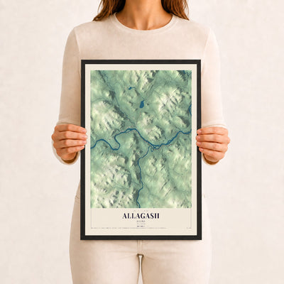 Allagash, Maine map print - 12 x 18 black Ayous wood frame