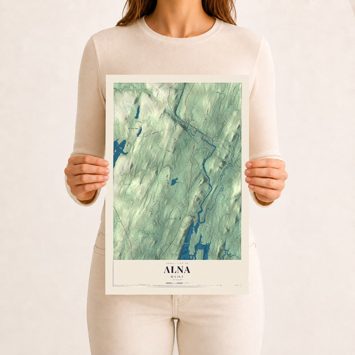 Alna, Maine map print - 12 x 18 archival matte print