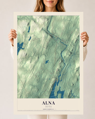 Alna, Maine map print - 24 x 36 archival matte print