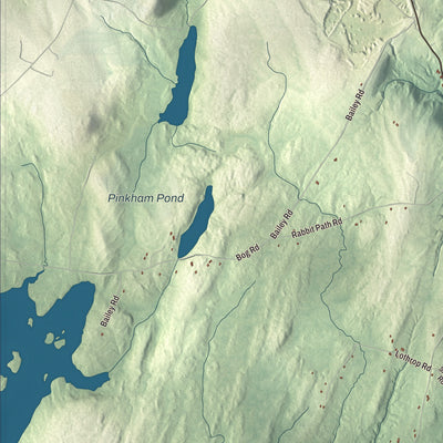 Terrain and local geography detail from the Alna, Maine map