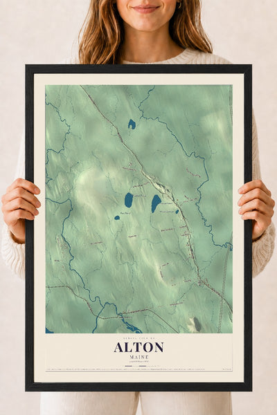 Alton, Maine map print - 18 x 24 black Ayous wood frame