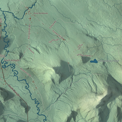 Terrain and local geography detail from the Andover, Maine map