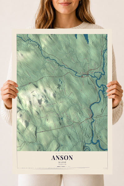 Anson, Maine map print - 18 x 24 archival matte print