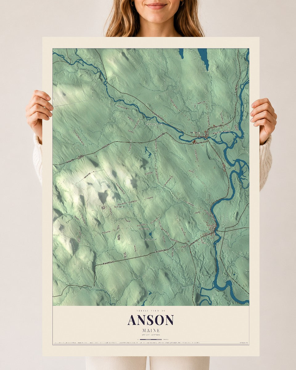 Anson, Maine map print - 24 x 36 archival matte print