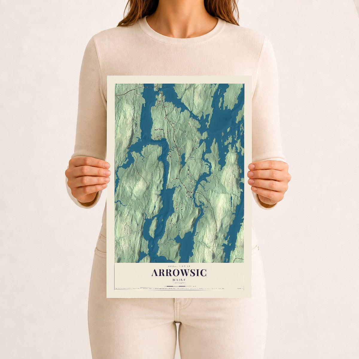 Arrowsic, Maine map print - 12 x 18 archival matte print