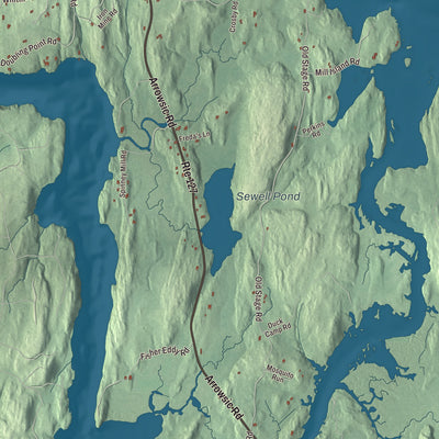 Terrain and local geography detail from the Arrowsic, Maine map