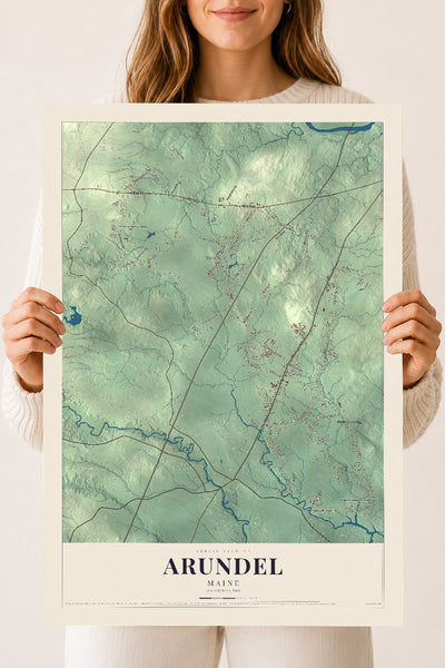 Arundel, Maine map print - 18 x 24 archival matte print