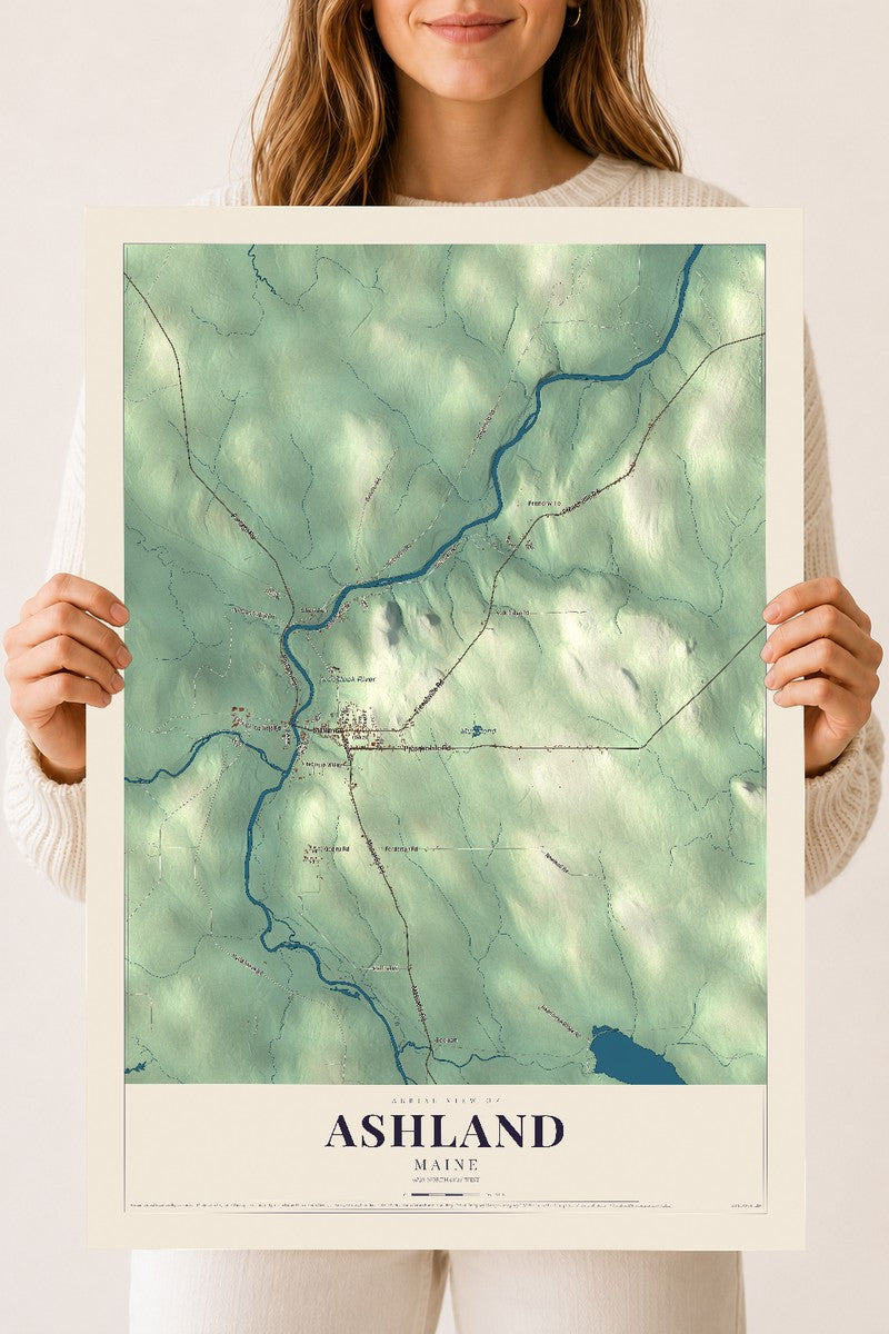 Ashland, Maine map print - 18 x 24 archival matte print