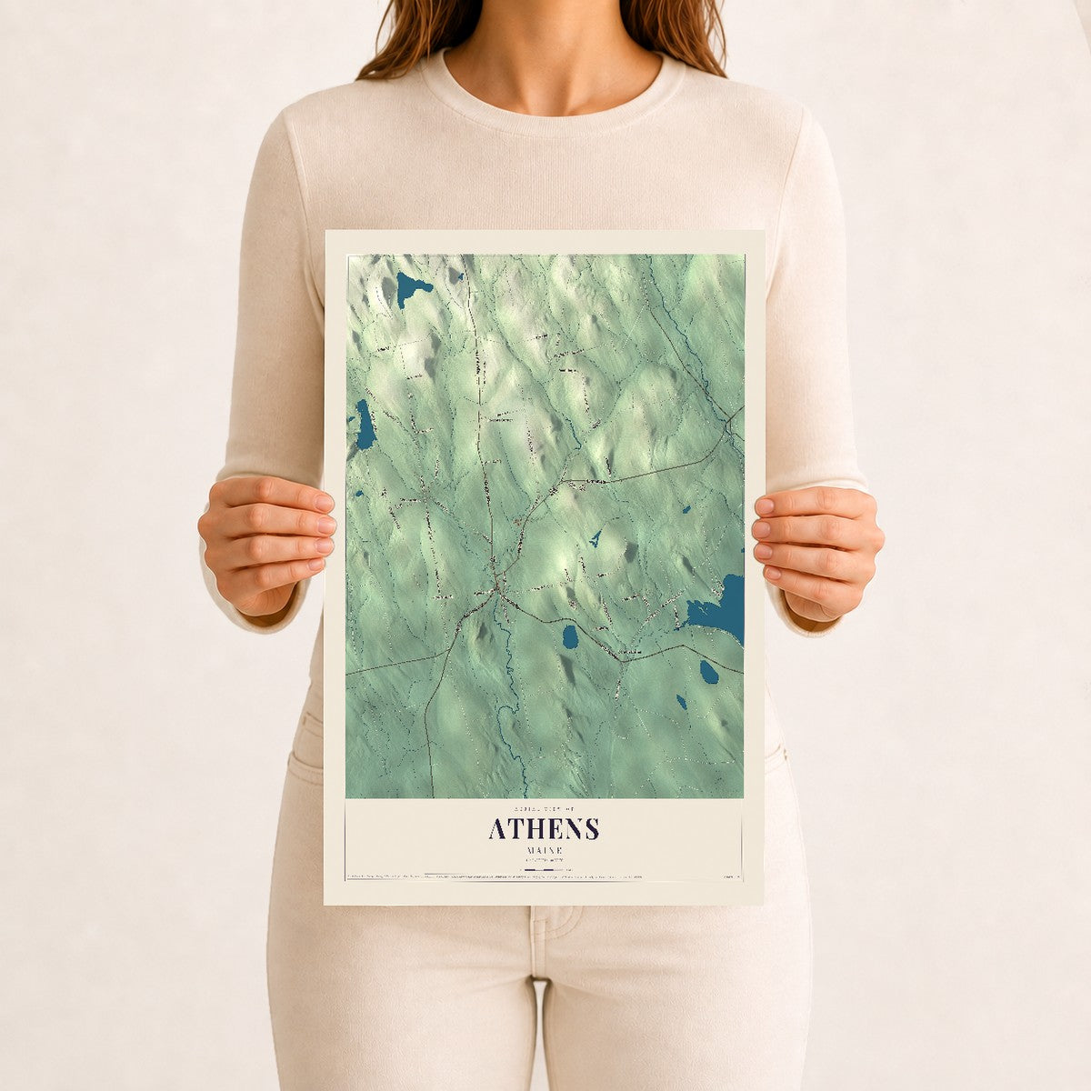 Athens, Maine map print - 12 x 18 archival matte print