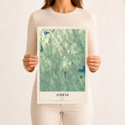 Athens, Maine map print - 12 x 18 archival matte print