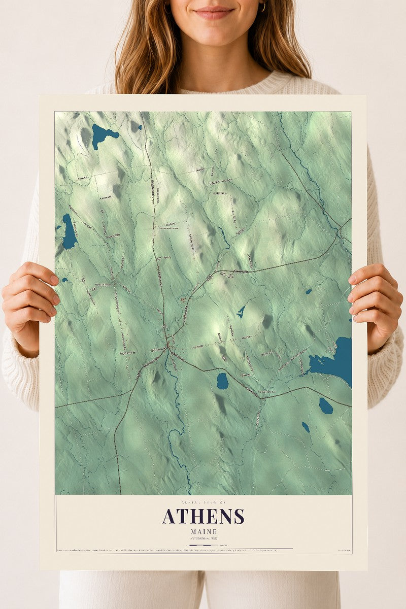 Athens, Maine map print - 18 x 24 archival matte print