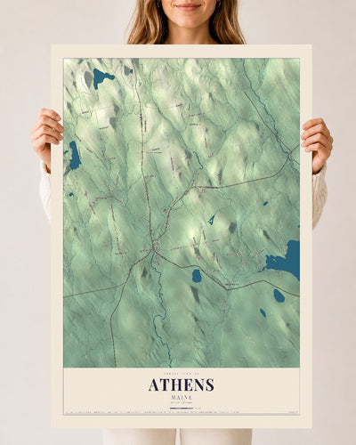 Athens, Maine map print - 24 x 36 archival matte print