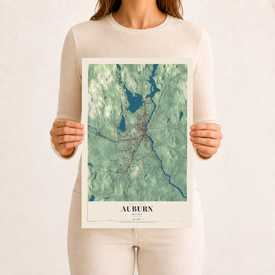 Auburn, Maine map print - 12 x 18 archival matte print