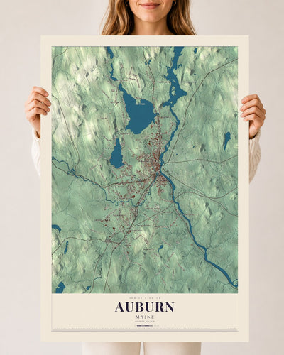 Auburn, Maine map print - 24 x 36 archival matte print