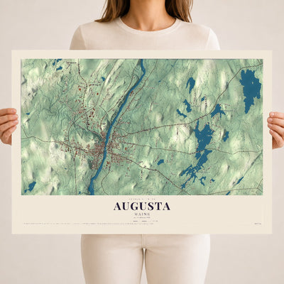 Augusta, Maine map print - 18 x 24 archival matte print