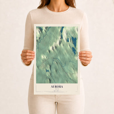 Aurora, Maine map print - 12 x 18 archival matte print