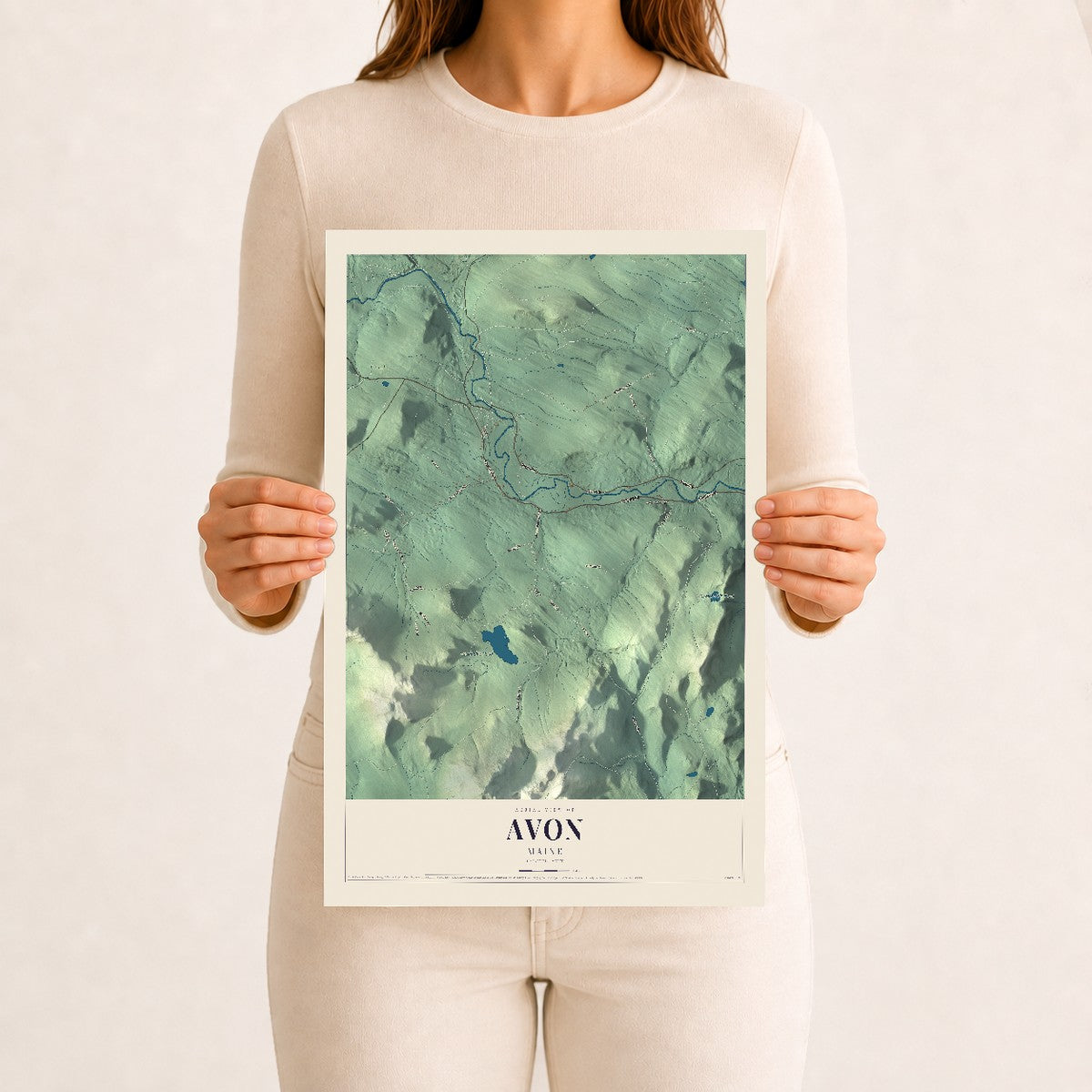 Avon, Maine map print - 12 x 18 archival matte print