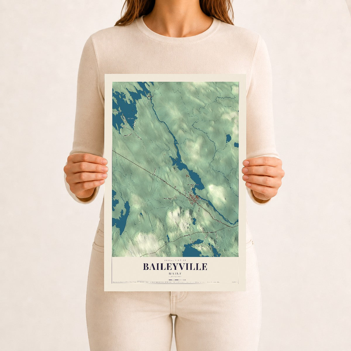 Baileyville, Maine map print - 12 x 18 archival matte print