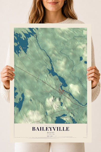 Baileyville, Maine map print - 18 x 24 archival matte print