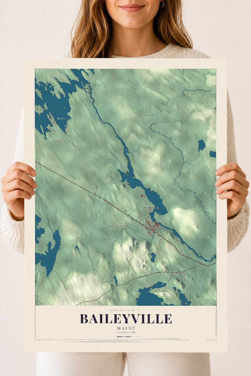 Baileyville, Maine map print - 18 x 24 archival matte print