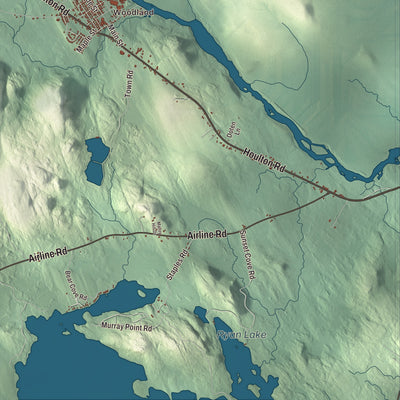 Terrain and local geography detail from the Baileyville, Maine map