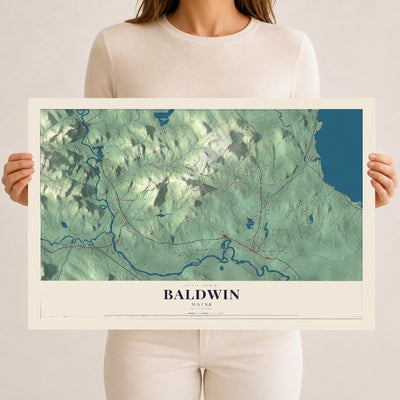 Baldwin, Maine map print - 12 x 18 archival matte print