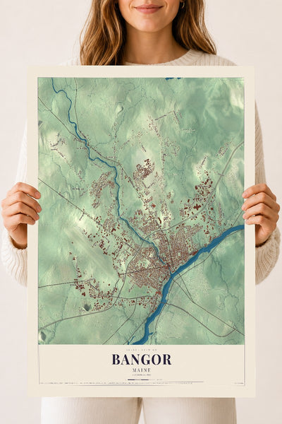 Bangor, Maine map print - 18 x 24 archival matte print