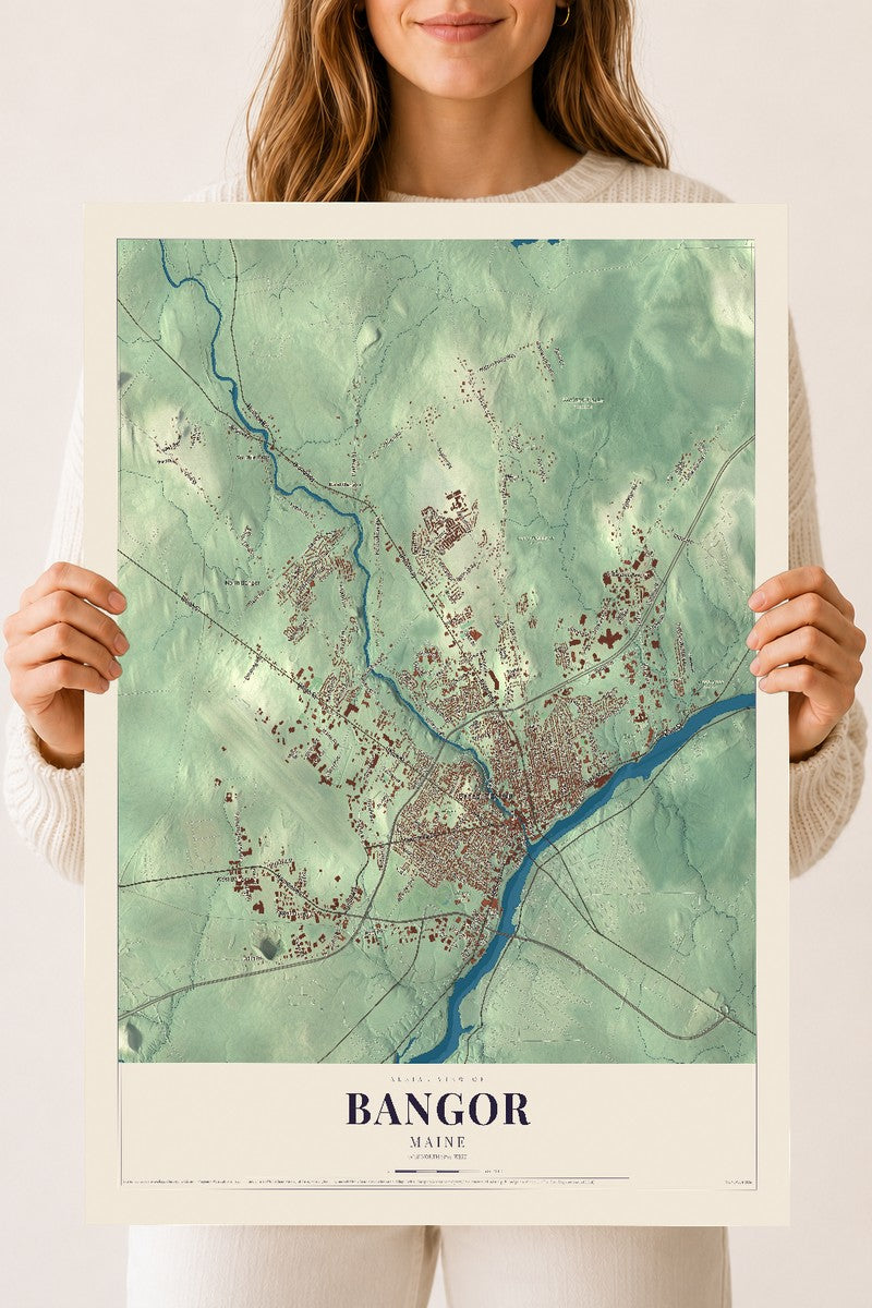 Bangor, Maine map print - 18 x 24 archival matte print