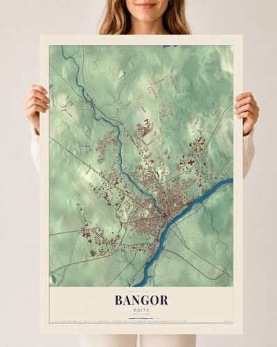 Bangor, Maine map print - 24 x 36 archival matte print