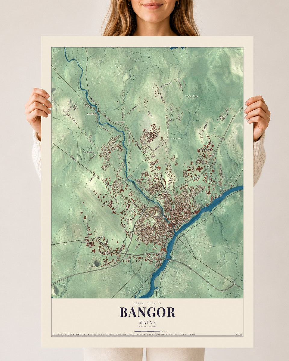 Bangor, Maine map print - 24 x 36 archival matte print