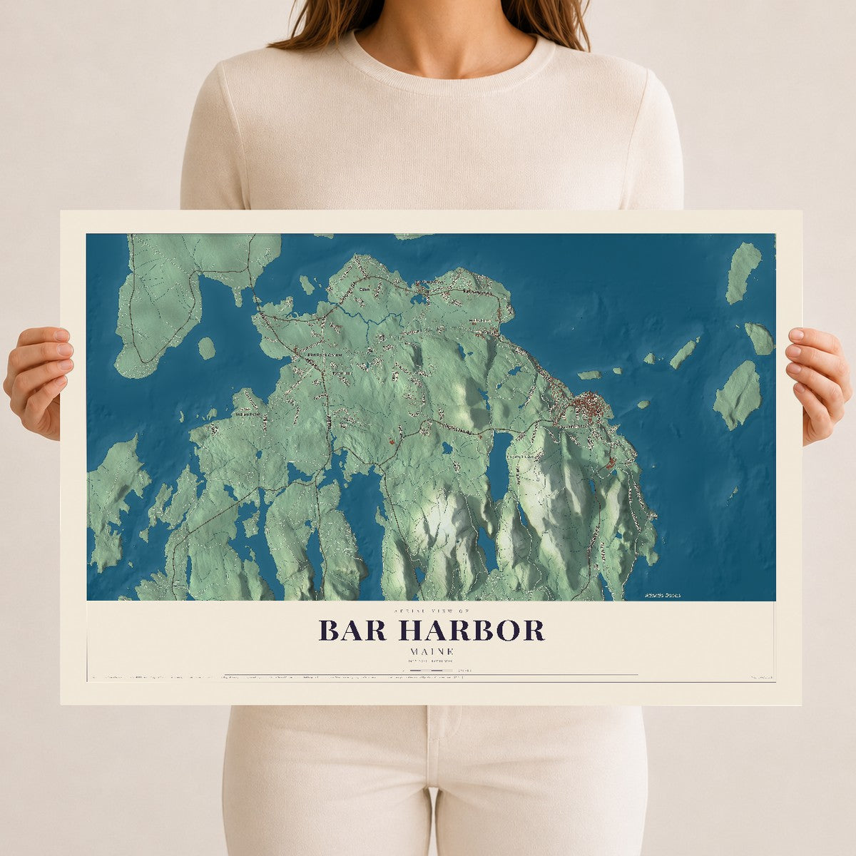 Bar Harbor, Maine map print - 12 x 18 archival matte print