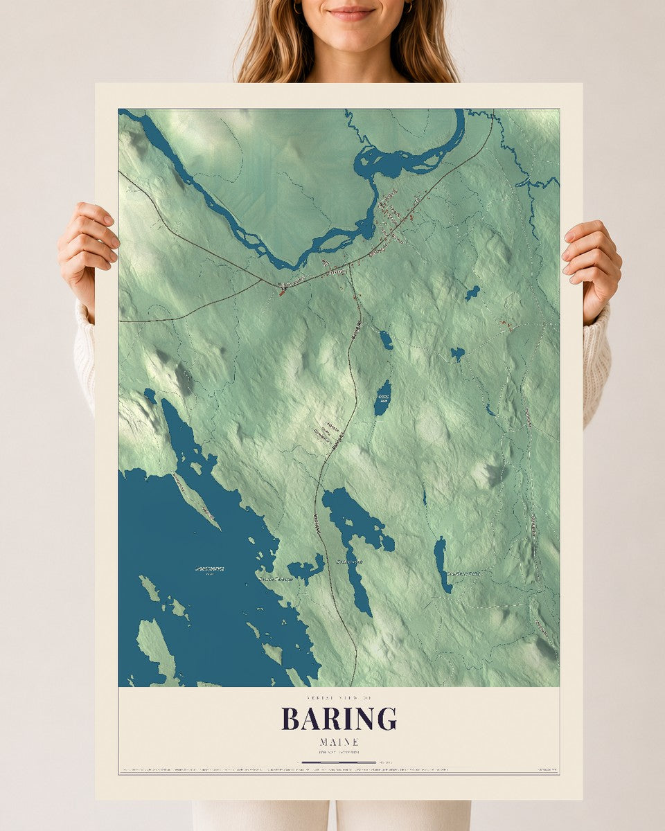 Baring, Maine map print - 24 x 36 archival matte print