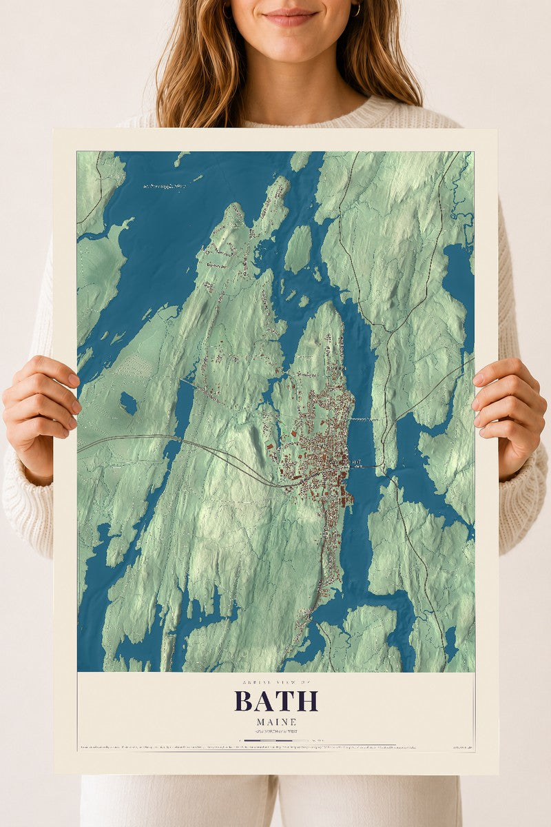 Bath, Maine map print - 18 x 24 archival matte print