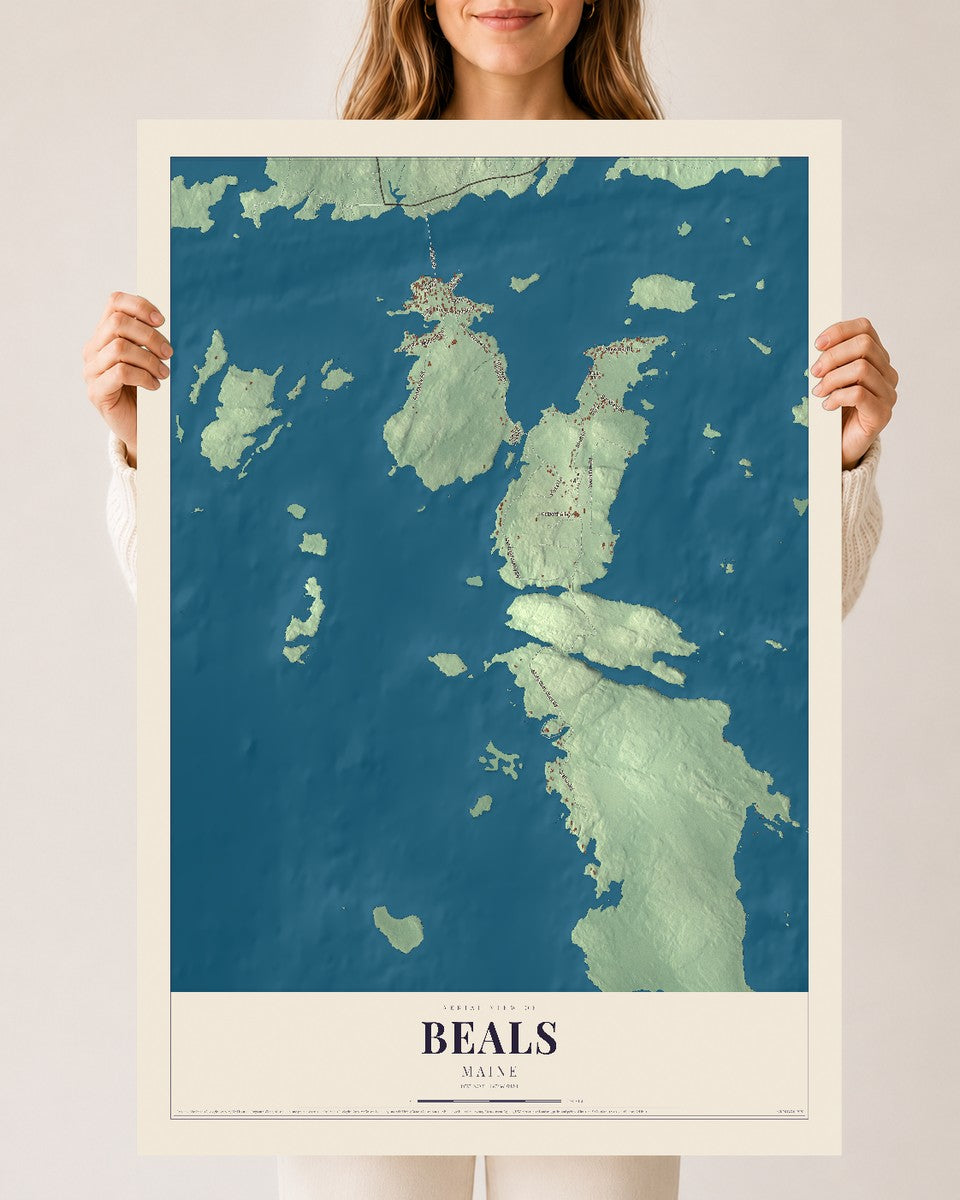 Beals, Maine map print - 24 x 36 archival matte print