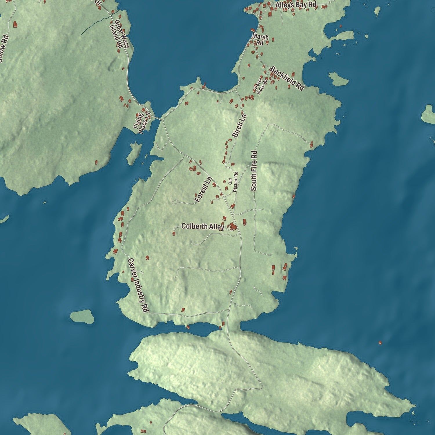 Terrain and local geography detail from the Beals, Maine map