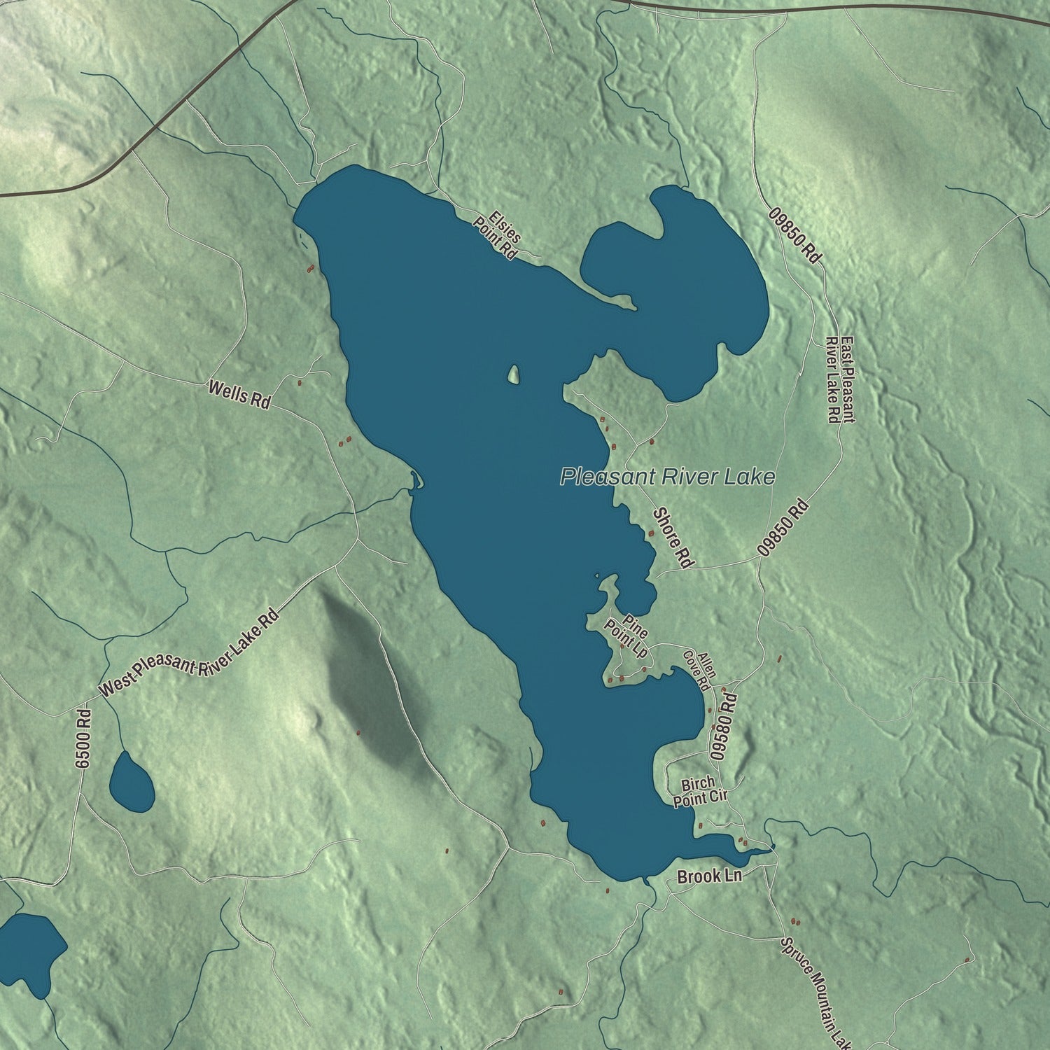 Terrain and local geography detail from the Beddington, Maine map